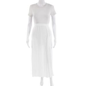 The Shore Line Womens Solid Elastic Waist Maxi Skirt White Size 0